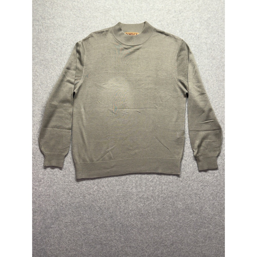 Inserch Mens Mock Neck Sweater Large Sage Green Acrylic Knit Pullover
